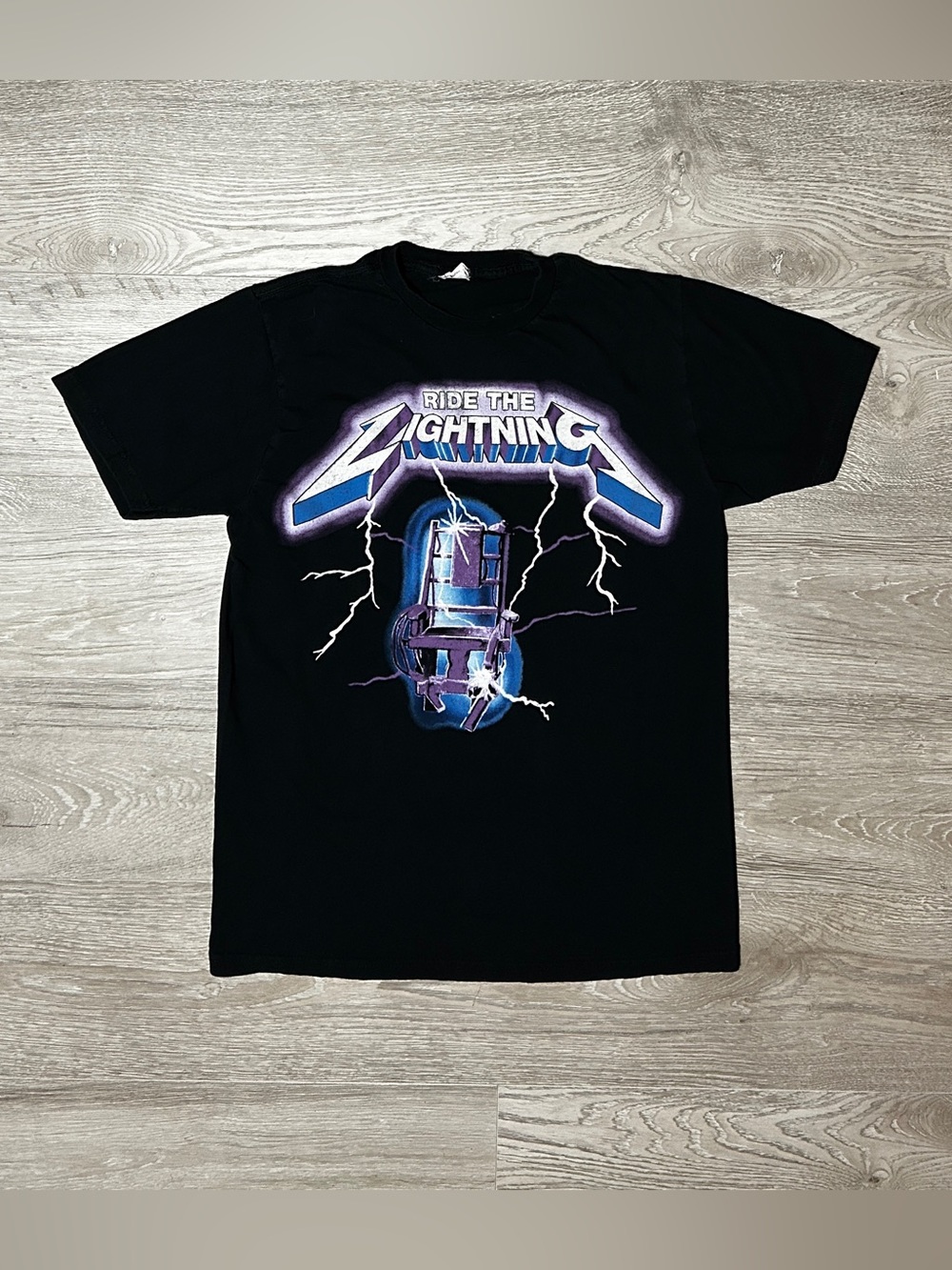 Vintage Metallica 'Ride the Lightning' Black Graphic T-Shirt